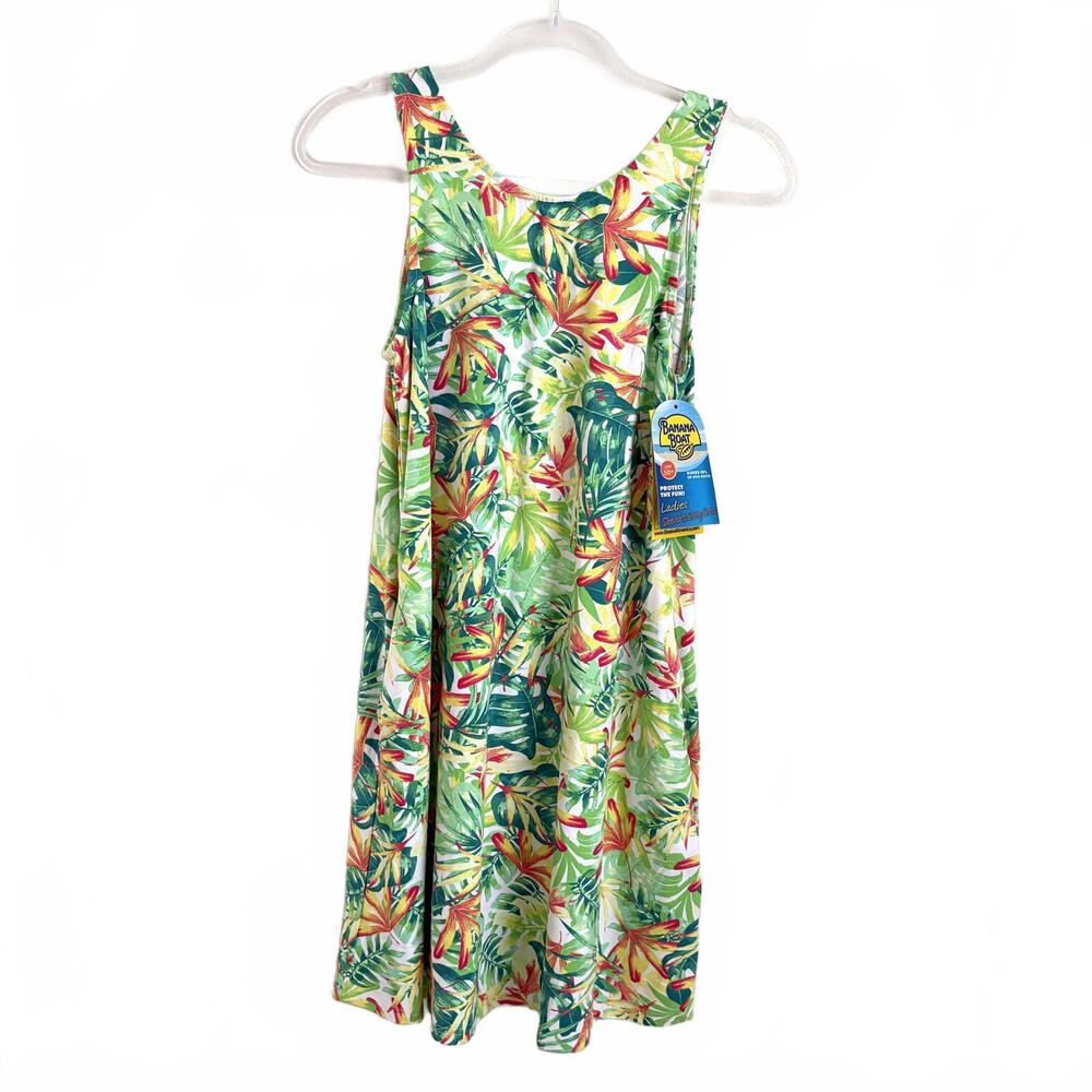 Banana Boat | NWT Tank Swim Swing Dress Tropical Green Floral UPF 50+ Size M